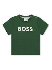 Зеленый - Футболка с короткими рукавами и логотипом BOSS - Изображение 1 из 3