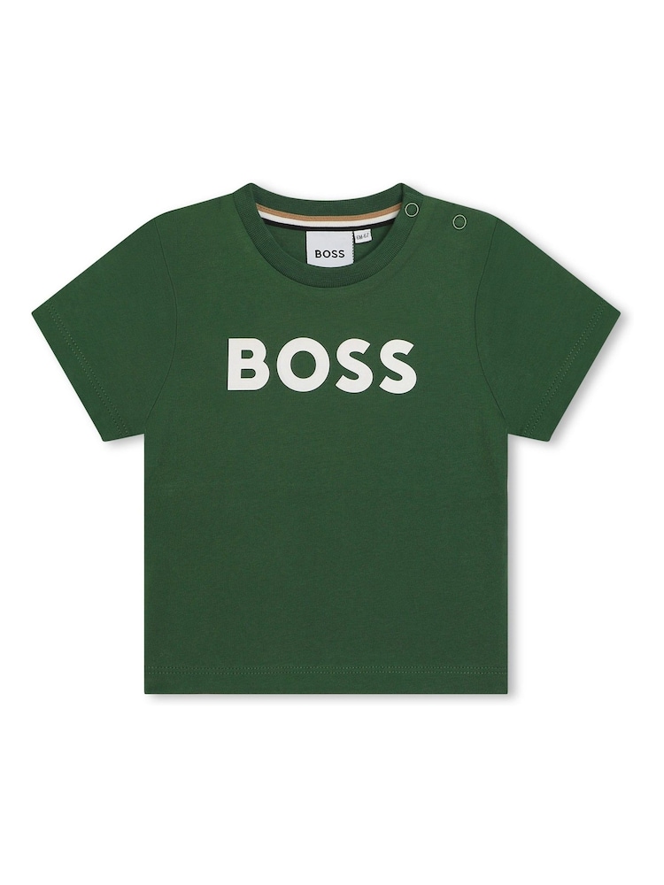Зеленый - Футболка с короткими рукавами и логотипом BOSS - Изображение 1 из 3