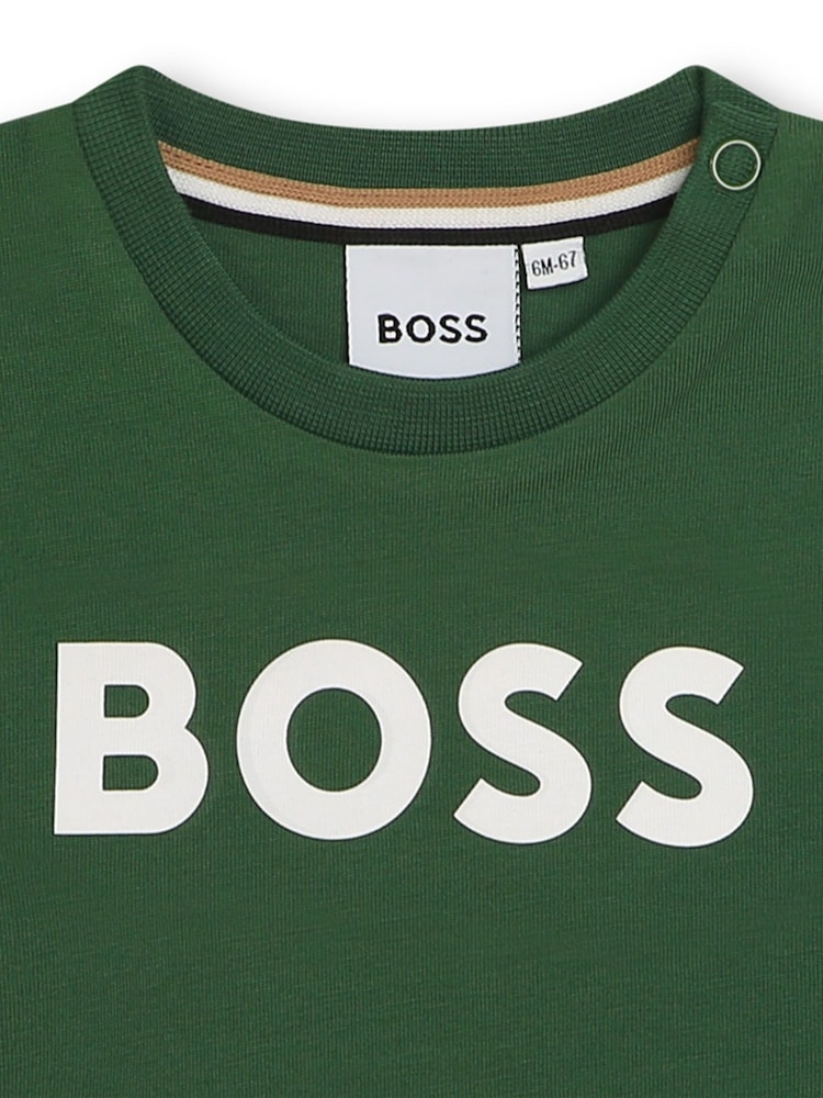 Зеленый - Футболка с короткими рукавами и логотипом BOSS - Изображение 3 из 3