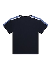 BOSS Blue Short Sleeved Colourblock Logo T-Shirt - Image 2 of 3