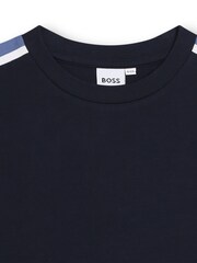 BOSS Blue Short Sleeved Colourblock Logo T-Shirt - Image 3 of 3