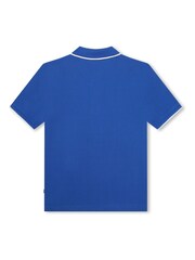 BOSS Blue Ground 100% Cotton Short Sleeved Logo Polo Shirt - Image 2 of 3