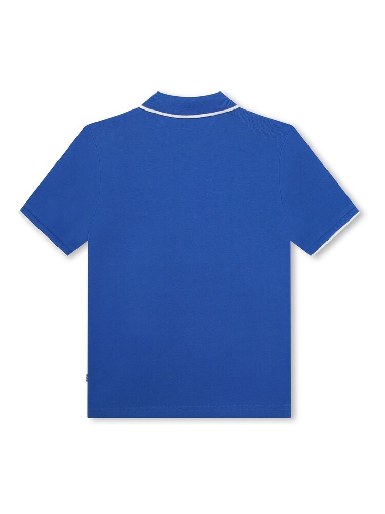 BOSS Blue Ground 100% Cotton Short Sleeved Logo Polo Shirt - Image 2 of 3
