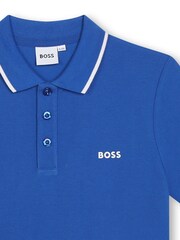 BOSS Blue Ground 100% Cotton Short Sleeved Logo Polo Shirt - Image 3 of 3