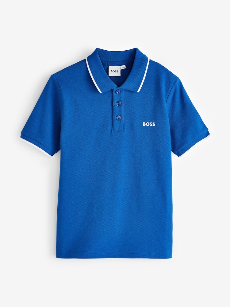 Blau - BOSS 100 % Baumwolle Kurzarm-Poloshirt mit Logo - Bild 1 von 3 Blau - BOSS 100 % Baumwolle Kurzarm-Poloshirt mit Logo - Bild 1 von 3