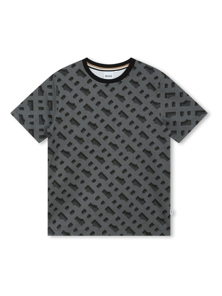 BOSS Black Short Sleeved All-Over Print Logo T-Shirt - Image 1 of 3 BOSS Black Short Sleeved All-Over Print Logo T-Shirt - Image 1 of 3