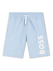 BOSS Ocean Blue Logo Swim Shorts - Image 1 of 2