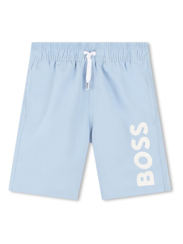 BOSS Ocean Blue Logo Swim Shorts - Image 1 of 2 BOSS Ocean Blue Logo Swim Shorts - Image 1 of 2