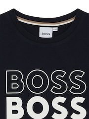 Temno mornariška modra - Majica s krakimi rokavi in logotipom BOSS - Slika 3 iz 3