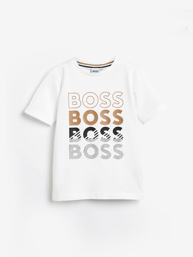 BOSS White Chrome Short Sleeved Logo T-Shirt - Image 4 of 4 BOSS White Chrome Short Sleeved Logo T-Shirt - Image 4 of 4