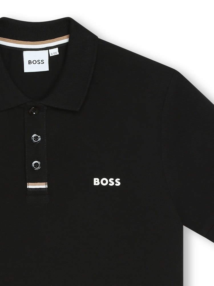 BOSS Black Short Sleeved Logo Polo Shirt - Image 3 of 3 BOSS Black Short Sleeved Logo Polo Shirt - Image 3 of 3