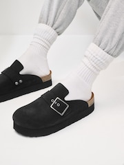 Black Forever Comfort Suede Chunky Footbed Clogs - Image 3 of 7