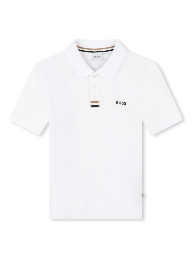 BOSS White Short Sleeved Logo Polo Shirt - Image 1 of 2