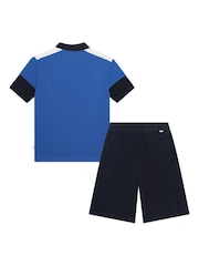 BOSS Blue Colourblock Polo And Shorts Set - Image 2 of 7