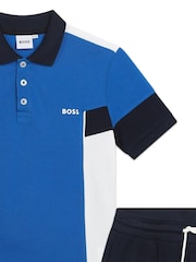 BOSS Blue Colourblock Polo And Shorts Set - Image 7 of 7