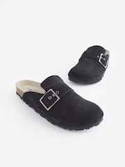 Negru - Saboți cu talpă confortabilă din piele întoarsă Forever Comfort® - Image 1 of 6
