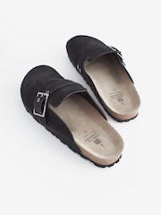 Negru - Saboți cu talpă confortabilă din piele întoarsă Forever Comfort® - Image 3 of 6