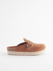 Tan Brown Forever Comfort Suede Chunky Footbed Clogs - Image 2 of 5