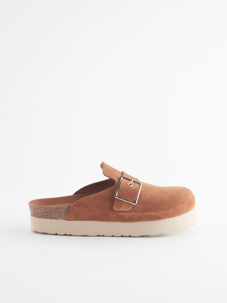 Tan Brown Forever Comfort Suede Chunky Footbed Clogs - Image 2 of 5