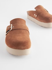 Tan Brown Forever Comfort Suede Chunky Footbed Clogs - Image 3 of 5