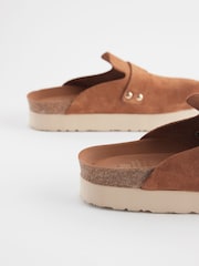Tan Brown Forever Comfort Suede Chunky Footbed Clogs - Image 4 of 5
