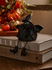 Black Halloween Fluffy Cat Ornament - Image 1 of 4