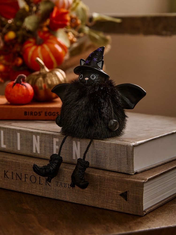 Black Halloween Fluffy Cat Ornament - Image 1 of 4