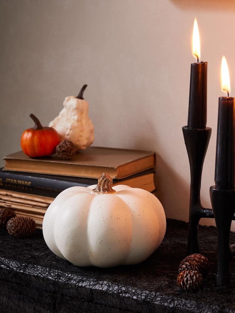 White Autumn Pumpkin Ornament - Image 1 of 4 White Autumn Pumpkin Ornament - Image 1 of 4