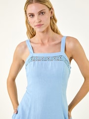 Roman Linen Blend Lace Trim Midi Dress - Imagen 4 de 5