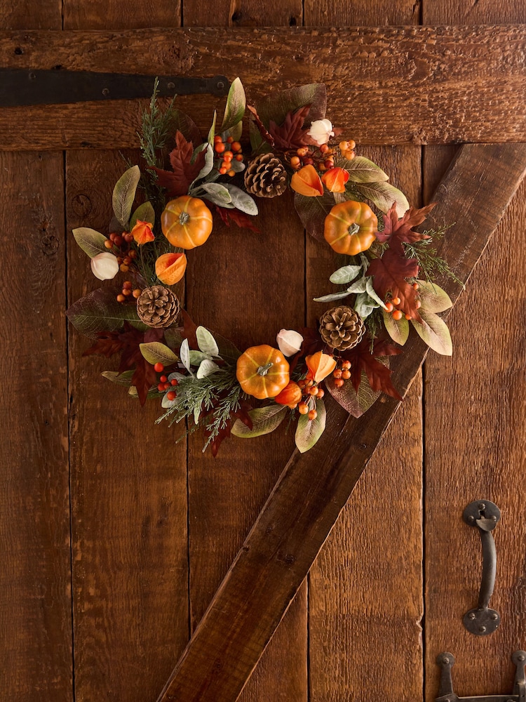 Standard Autumn Pumpkin Small Wreath - Image 2 of 4