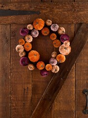 Orange Autumn Velvet Pumpkin Wreath - Image 1 of 4