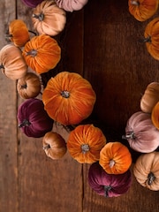 Orange Autumn Velvet Pumpkin Wreath - Image 3 of 4