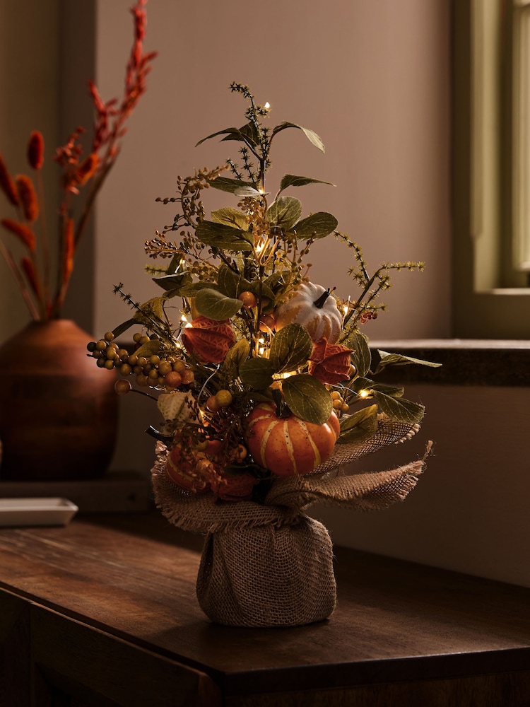 Orange Light Up Autumn Pumpkin Faux Tree - Image 1 of 5