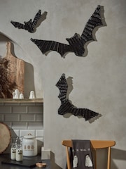 Black Woven Bats Hanging Decoration Set of 3 - Image 1 of 3
