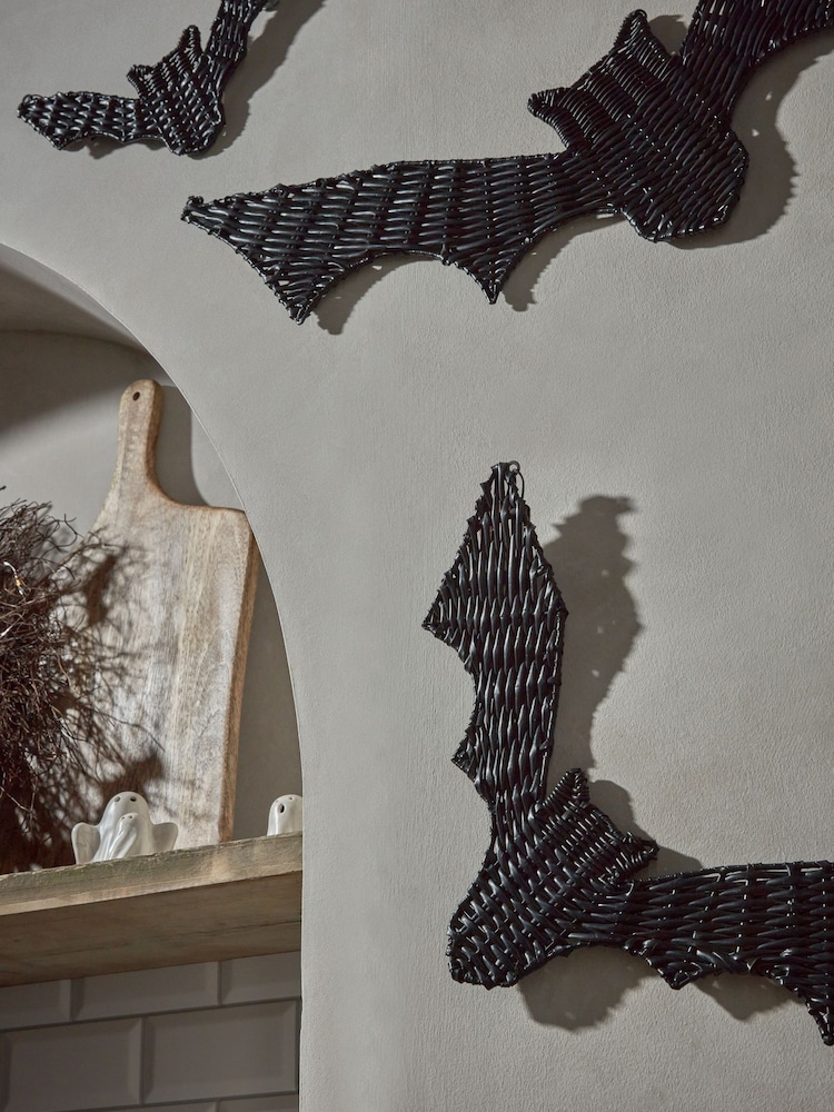 Black Woven Bats Hanging Decoration Set of 3 - Image 2 of 3