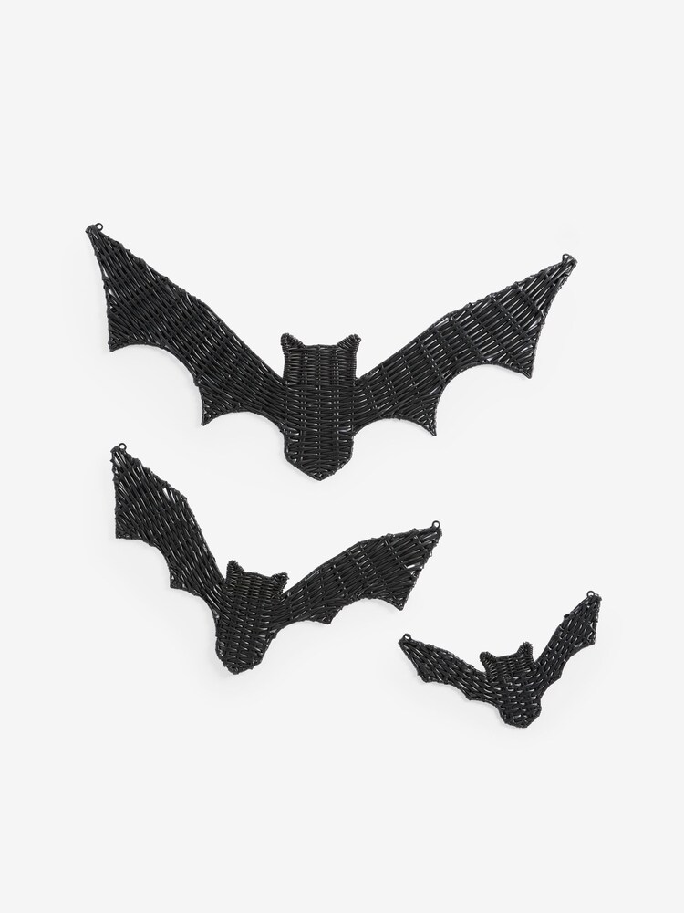 Black Woven Bats Hanging Decoration Set of 3 - Image 3 of 3
