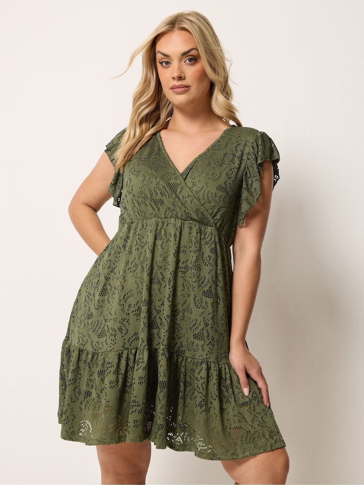 Verde - Yours Curve Wrap Pointelle Dress - Imagen 1 de 5