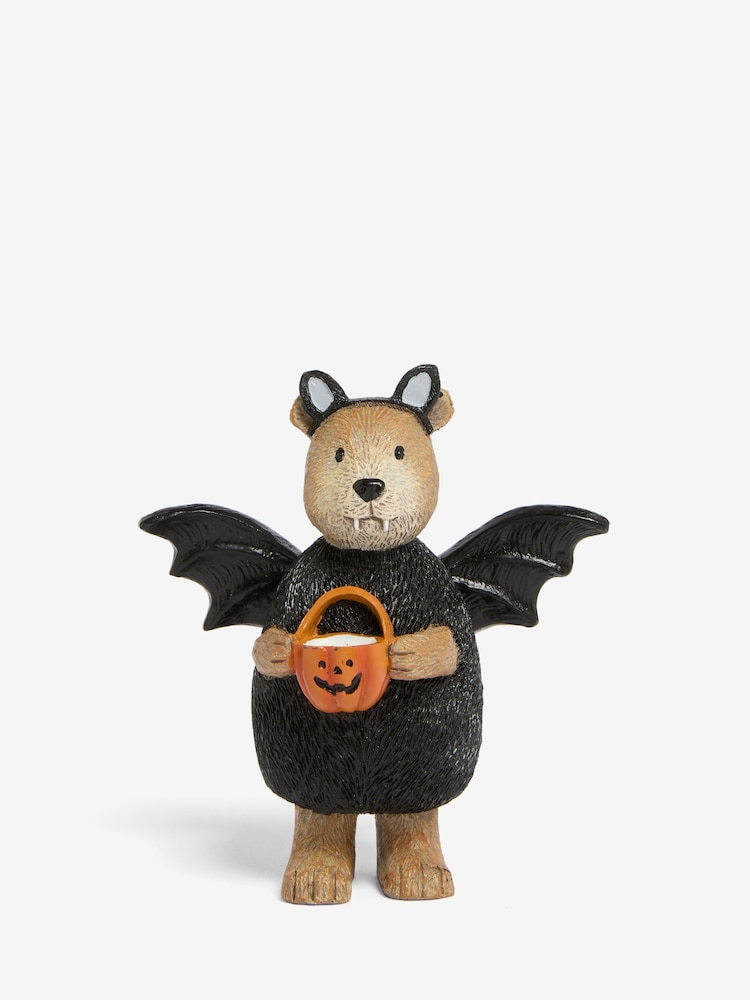 Black Halloween Trick or Treat Bertie Bear Ornament - Image 2 of 4
