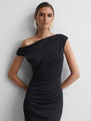 Reiss Charcoal Fern Bodycon Ruched Midi Dress - Image 3 of 4