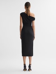 Reiss Charcoal Fern Bodycon Ruched Midi Dress - Image 4 of 4