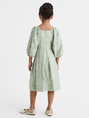 Reiss Sage Thea 13-14 yrs Jacquard Puff Sleeve Dress - Image 5 of 6