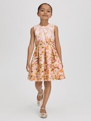 Reiss Multi Josephine 13-14 yrs Scuba Knot Fit-and-Flare Dress - Image 3 of 6