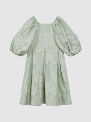 Reiss Sage Thea 9-13 yrs Jacquard Puff Sleeve Dress - Image 2 of 6