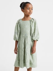 Reiss Sage Thea 4-9 yrs Jacquard Puff Sleeve Dress - Image 3 of 6