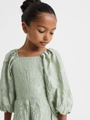 Reiss Sage Thea 4-9 yrs Jacquard Puff Sleeve Dress - Image 4 of 6
