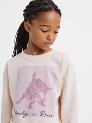Reiss Pink Yoshy 4-9 yrs Cotton Print Crew Neck Jumper - Image 4 of 6