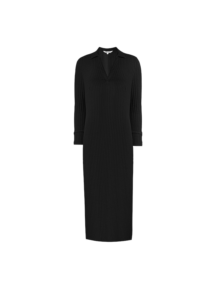 Ro&Zo Collared Rib Jersey Black Dress - Image 4 of 4