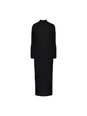 Ro&Zo High Neck Split Leg Jersey Black Dress - Image 4 of 4