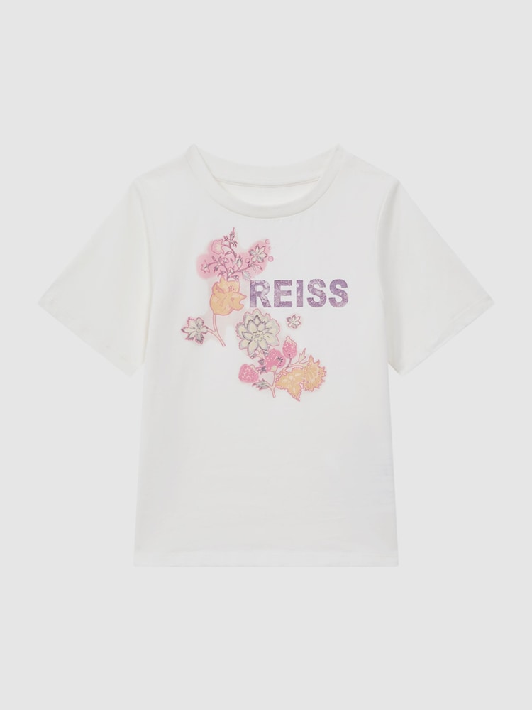 Reiss Ivory Misha 4-9 yrs Cotton Motif Crew-Neck T-Shirt - Image 2 of 6