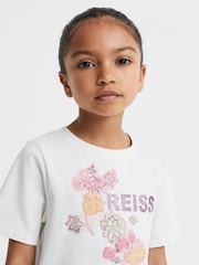 Reiss Ivory Misha 4-9 yrs Cotton Motif Crew-Neck T-Shirt - Image 4 of 6